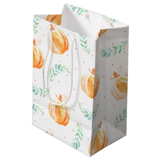 秋ウォーターカラーカボンプキンズ&グリーンローレル ミディアムペーパーバッグ (裏面アングル)