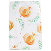 秋ウォーターカラーカボンプキンズ&グリーンローレル ミディアムペーパーバッグ (正面)