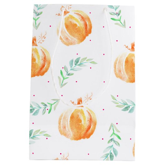 秋ウォーターカラーカボンプキンズ&グリーンローレル ミディアムペーパーバッグ (裏面)