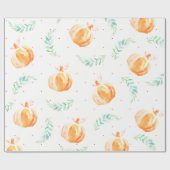 秋ウォーターカラーカボンプキンズ&グリーンローレル ラッピングペーパー (フラット)