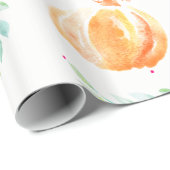 秋ウォーターカラーカボンプキンズ&グリーンローレル ラッピングペーパー (ロールコーナー)