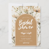 秋ウォーターカラーゴールデンワイルドフラワーブライダルシャワー 招待状 (正面)