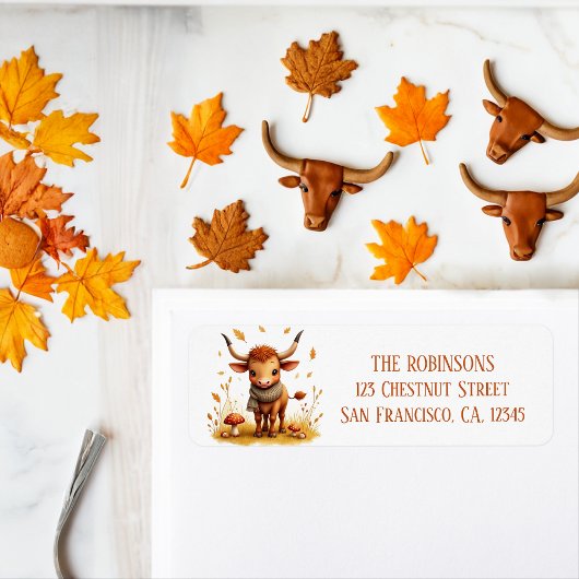 秋ウォーターカラーテキサス州ロングローンカーフスカーフ ラベル