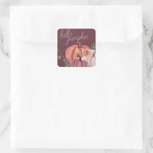 秋ウォーターカラーハローパンプキン スクエアシール (バッグ)