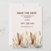 秋ウォーターカラーパンパスグラス結婚ズ セーブザデート (正面)