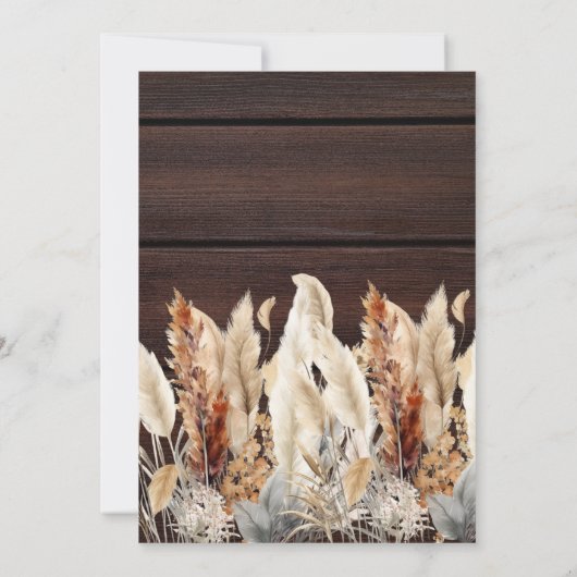 秋ウォーターカラーパンパスグラス結婚ズ 招待状 (裏面)