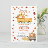 秋ウォーターカラーパンプキンの誕生日の招待 招待状 (スタンド正面)