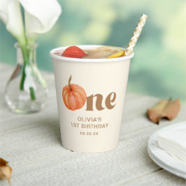 秋ウォーターカラーパンプキン1st誕生日 紙コップ