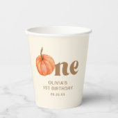 秋ウォーターカラーパンプキン1st誕生日 紙コップ (正面)