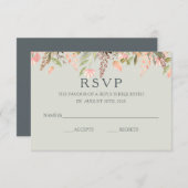 秋ウォーターカラーピーチアンドグリーン結婚ズ 出欠カード (正面/裏面)