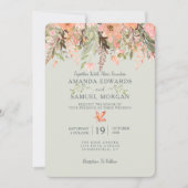 秋ウォーターカラーピーチアンドグリーン結婚式招待状 招待状 (正面)