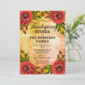 秋ウォーターカラーフローラメンズサンクスギビングディナー 招待状 (スタンド正面)
