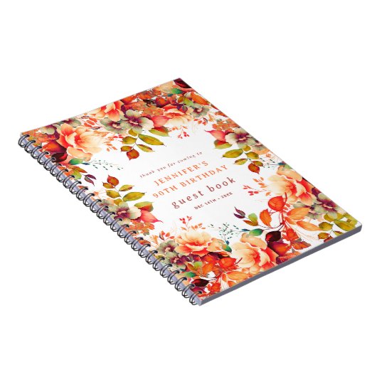 秋ウォーターカラーフローラ90th誕生日ゲストブック ノートブック (右側)