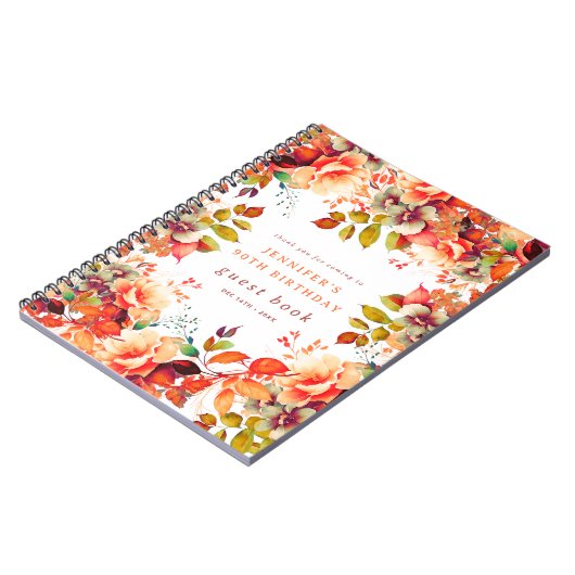 秋ウォーターカラーフローラ90th誕生日ゲストブック ノートブック (左側)