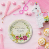 秋ウォーターカラーブルゴーニュバラフローラwウッド素朴 ペーパープレート (パーティー)