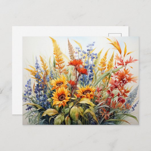 秋ウォーターカラーブーケ ポストカード (正面/裏面)