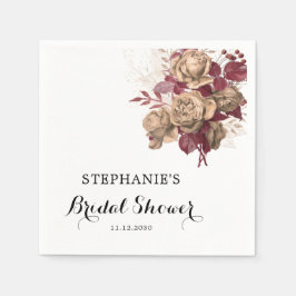 秋ウォーターカラーボタニカルブライダルシャワーナプキンス スタンダードカクテルナプキン