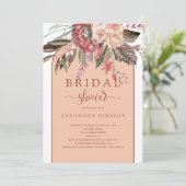 秋ウォーターカラー花模様ラストテラコッタピーチ 招待状 (スタンド正面)