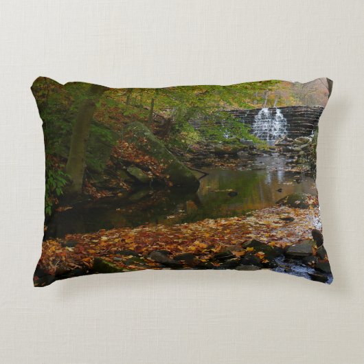 秋ウォーターフォールアンドクリークペンシルバニア自然 アクセントクッション (正面)