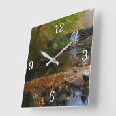 秋ウォーターフォールアンドクリークペンシルバニア自然 スクエア壁時計 (傾斜)