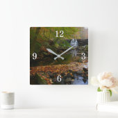 秋ウォーターフォールアンドクリークペンシルバニア自然 スクエア壁時計 (ホーム)