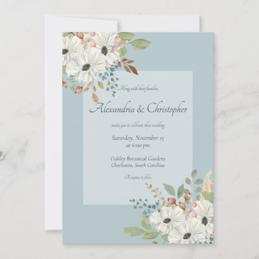 秋ウォーターフローラブーケ 招待状 (正面)
