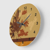 秋ウォールクロックラウンド、黒の数字 ラージ壁時計 (傾斜)