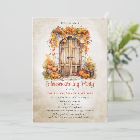 秋ウッドドア離れ引っ越し祝いパーティーパーティー 招待状 (スタンド正面)