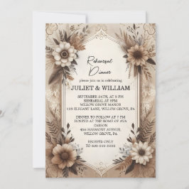 秋ウッドペーパーリサイクル紙リハーサルディナー 招待状