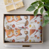 秋ウッドランドかわいい動物とオレンジ葉色の 薄葉紙 (ギフト)