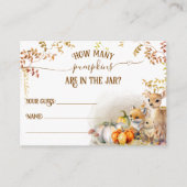 秋ウッドランドカボチャ赤ちゃんシャワーゲーム エンクロージャーカード (正面)