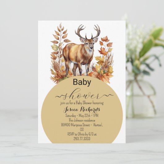 秋ウッドランドディアアニマルフォレストウォーターの色 招待状