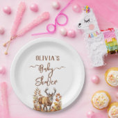 秋ウッドランドディアベビーシャワー ペーパープレート (パーティー)