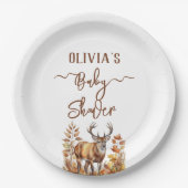 秋ウッドランドディアベビーシャワー ペーパープレート (正面)