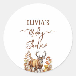 秋ウッドランドディアベビーシャワー ラウンドシール