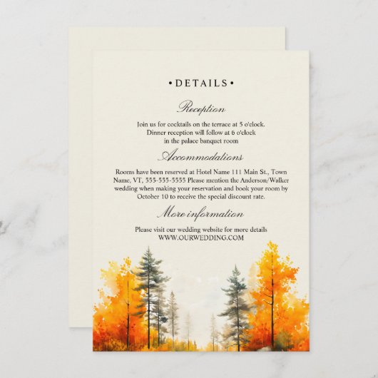秋ウッドランドパイン結婚ズ詳細 エンクロージャーカード (正面/裏面)