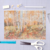 秋ウッドランドファーンフォレスト樺の木ツ動揺してリー 薄葉紙 (クラフト)