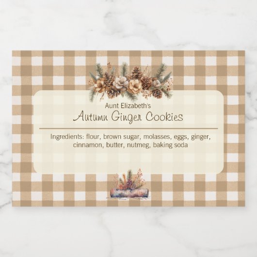 秋ウッドランドボタニックブラウンジンガム フードラベル (シングルラベル)