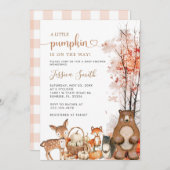 秋ウッドランドリトルカボチャ赤ちゃんシャワーの招待 招待状 (正面/裏面)