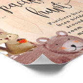 秋ウッドランド動物おしゃぶり狩りゲームサイン ポスター (角)