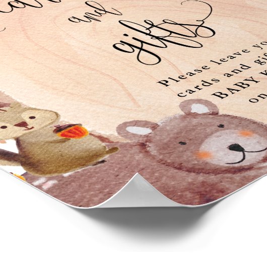 秋ウッドランド動物のカードとギフトのサイン ポスター (角)