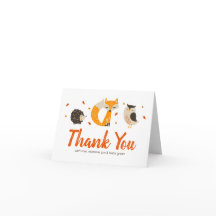 秋ウッドランド動物サンキューカード