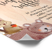 秋ウッドランド動物ベビーおむつラッフルサイン ポスター (角)