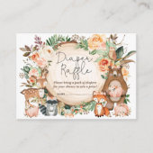 秋ウッドランド動物赤ちゃんシャワーおむつラッフル エンクロージャーカード (正面)