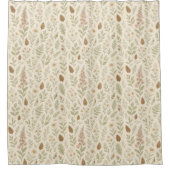 秋ウッドランド植物模様 | 秋の夢 シャワーカーテン (正面)