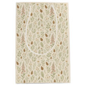 秋ウッドランド植物模様 | 秋の夢 ミディアムペーパーバッグ (正面)