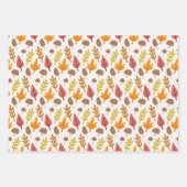 秋ウッドランド葉ズパンプキンサンクスギビング ラッピングペーパーシート (正面2)