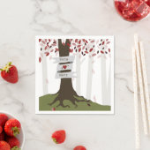 秋ウッドラ結婚ンドのナプキンス – 赤離れい スタンダードカクテルナプキン (インサイチュ)