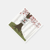 秋ウッドラ結婚ンドのナプキンス – 赤離れい スタンダードカクテルナプキン (角)