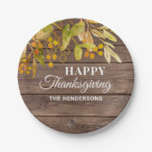 秋ウッパーソナライズされたドハッピー感謝祭ナプキンズ ペーパープレート (正面)